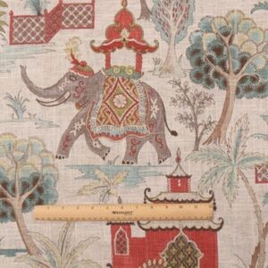 1 Yard Kumar Indian Print Linen Drapery Fabric in Eggshell Blue Brand New